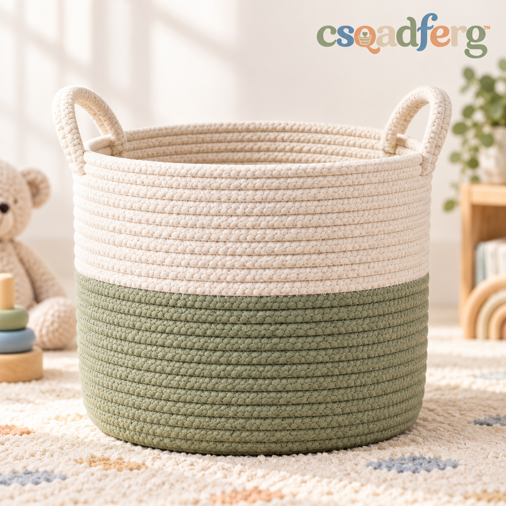 Woven Cotton Rope Toy Storage Basket — main product view