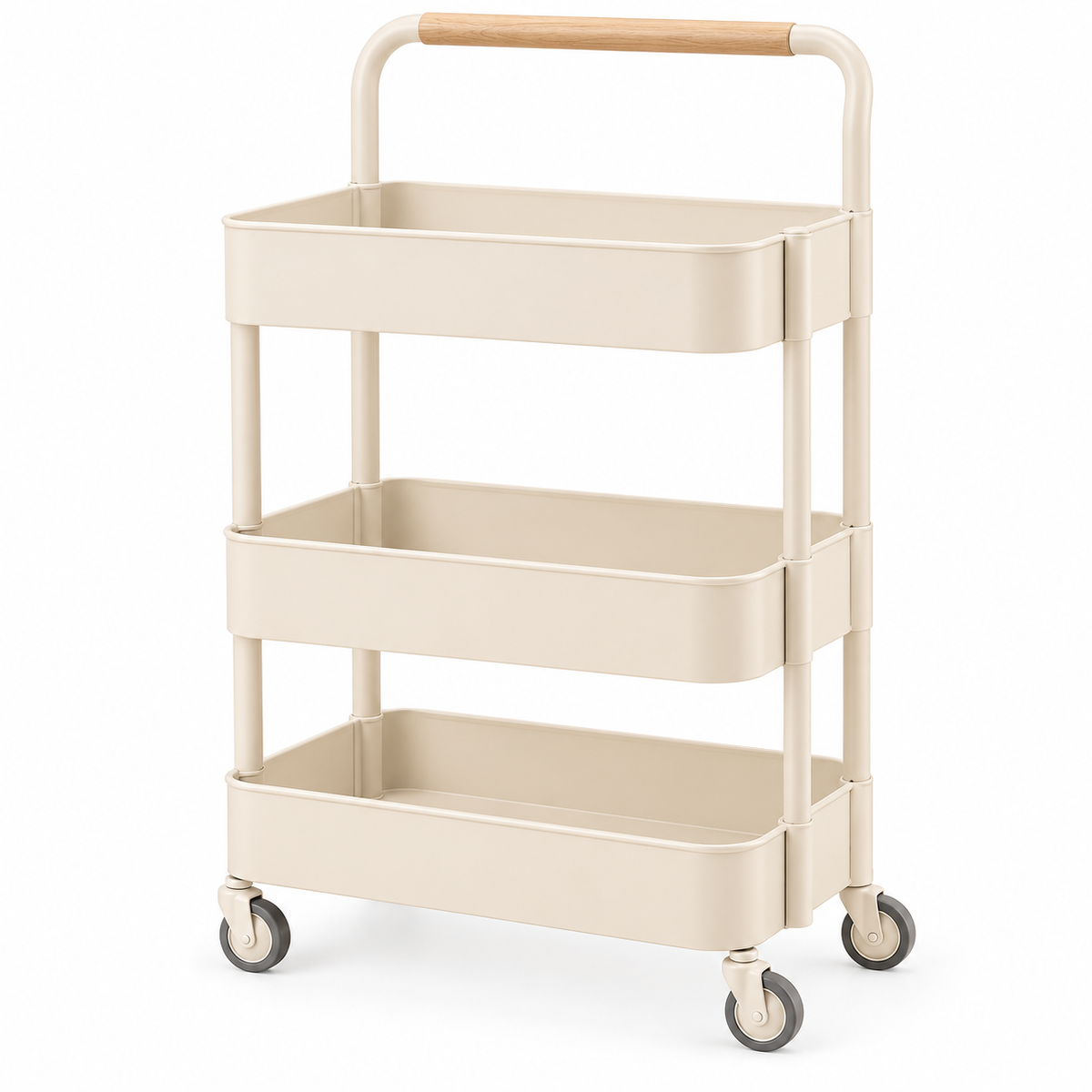 Three-Tier Nursery Rolling Storage Cart — white background product view