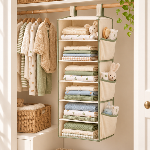 Hanging Baby Closet Shelf Organizer — first lifestyle view