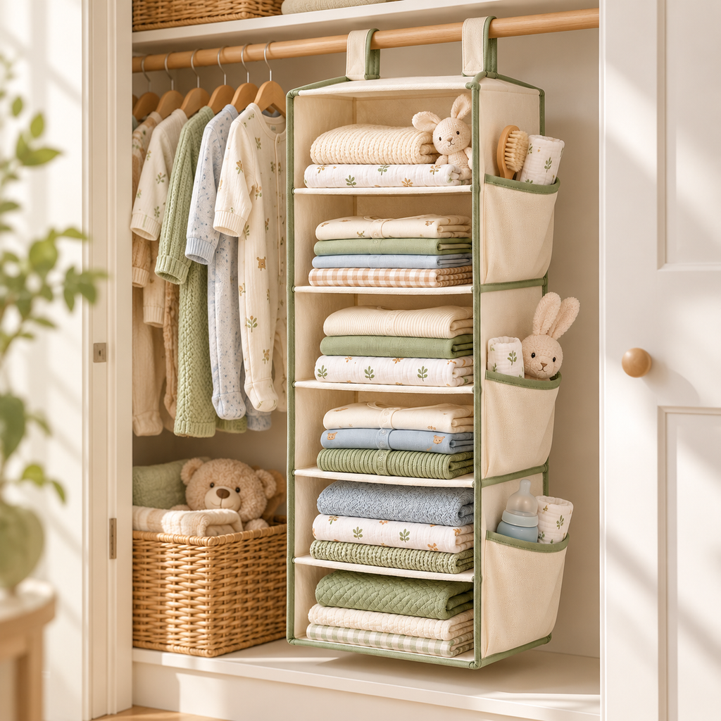 Hanging Baby Closet Shelf Organizer — second lifestyle view