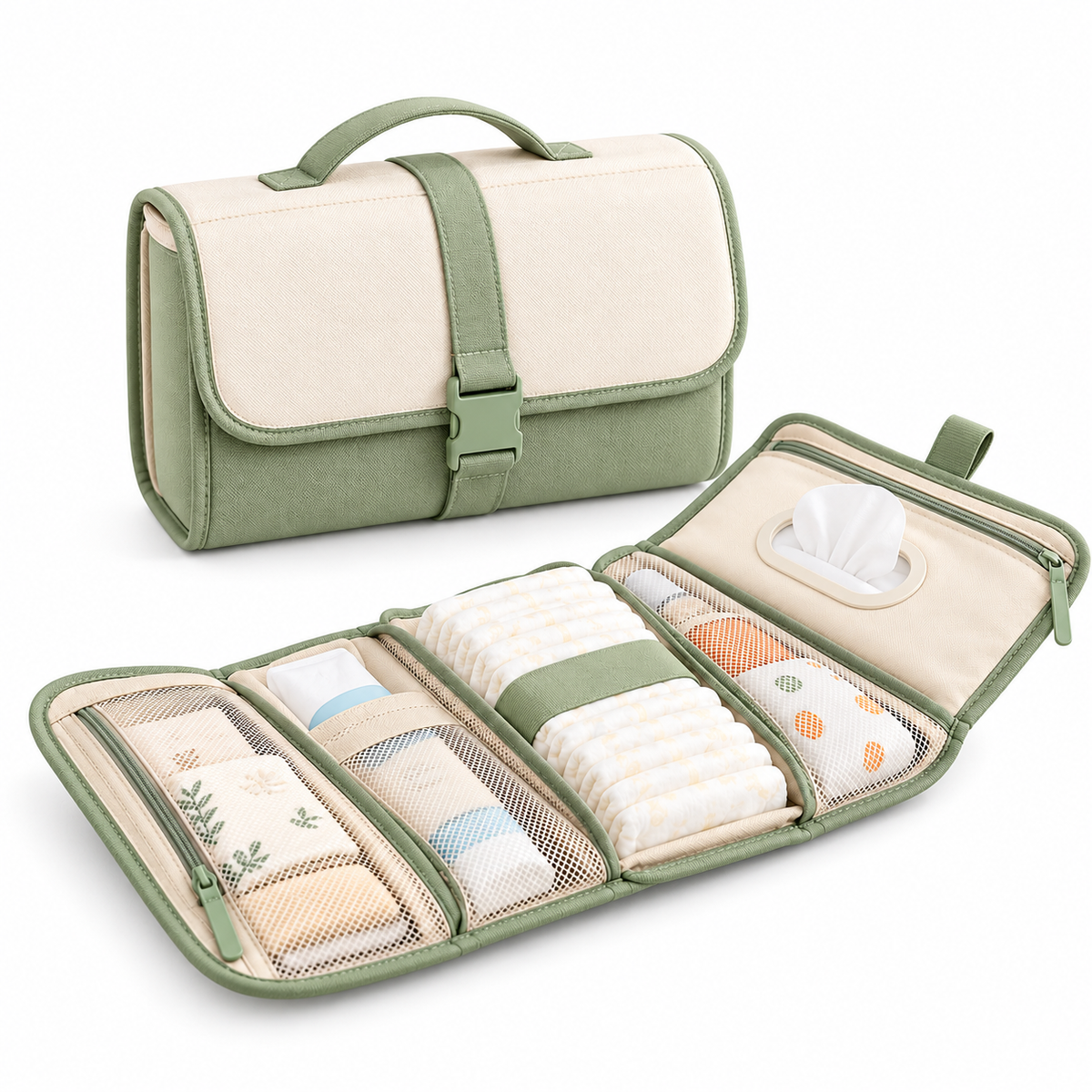 Foldable Travel Diaper Organizer — white background product view
